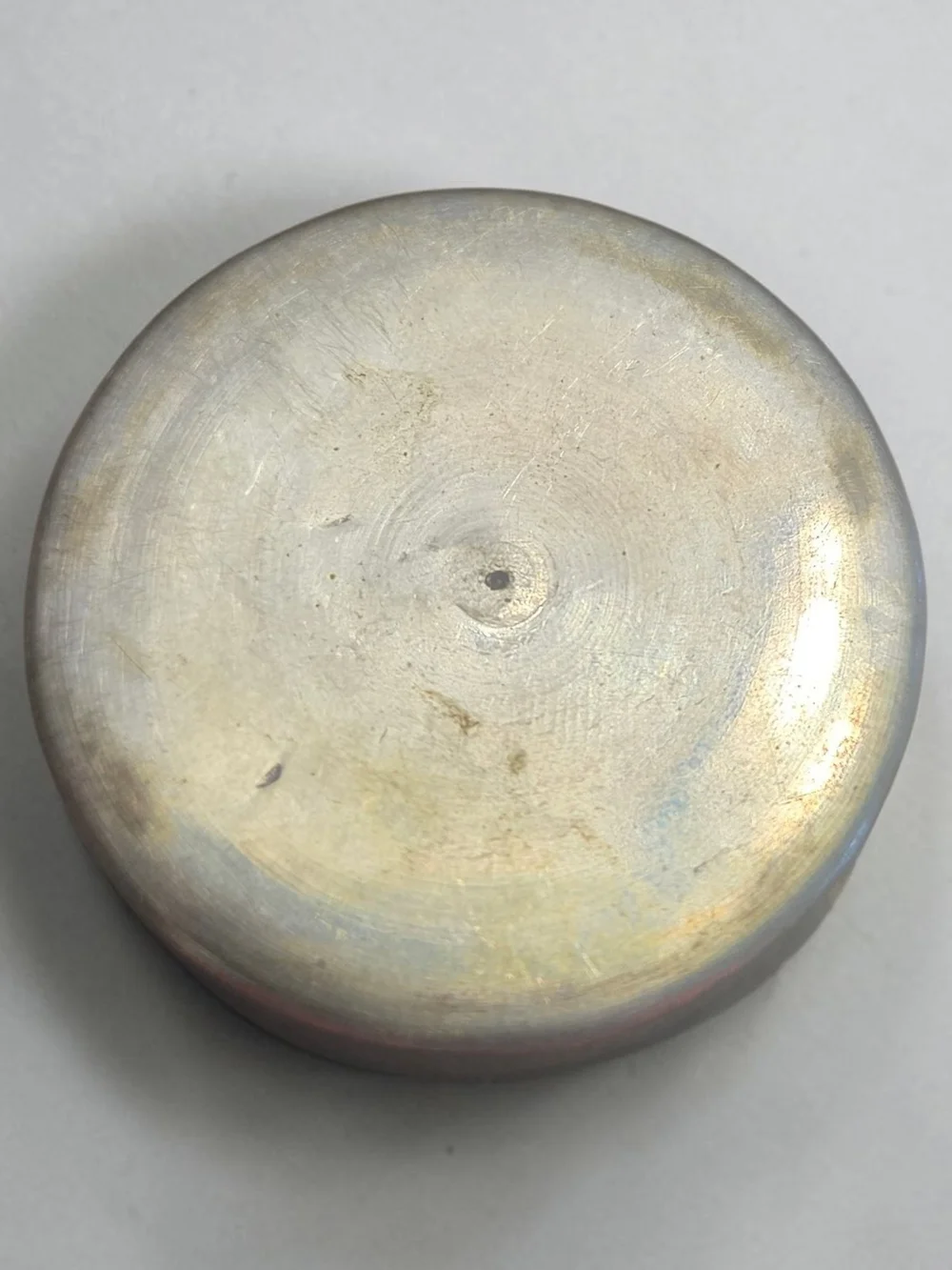 Vintage Persian Miniature Trinket Box Silver Plated Brass Mother of Pearl Lid